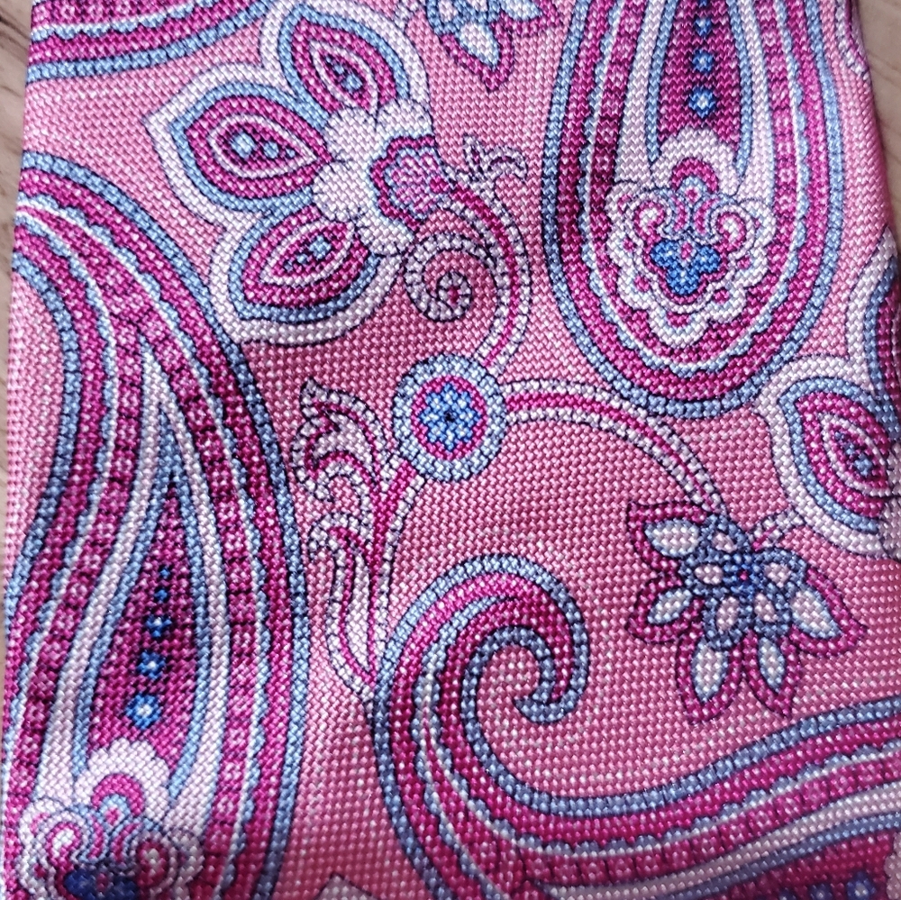 Nordstrom Mens Silk Paisley Pink Tie - Picture 3 of 3